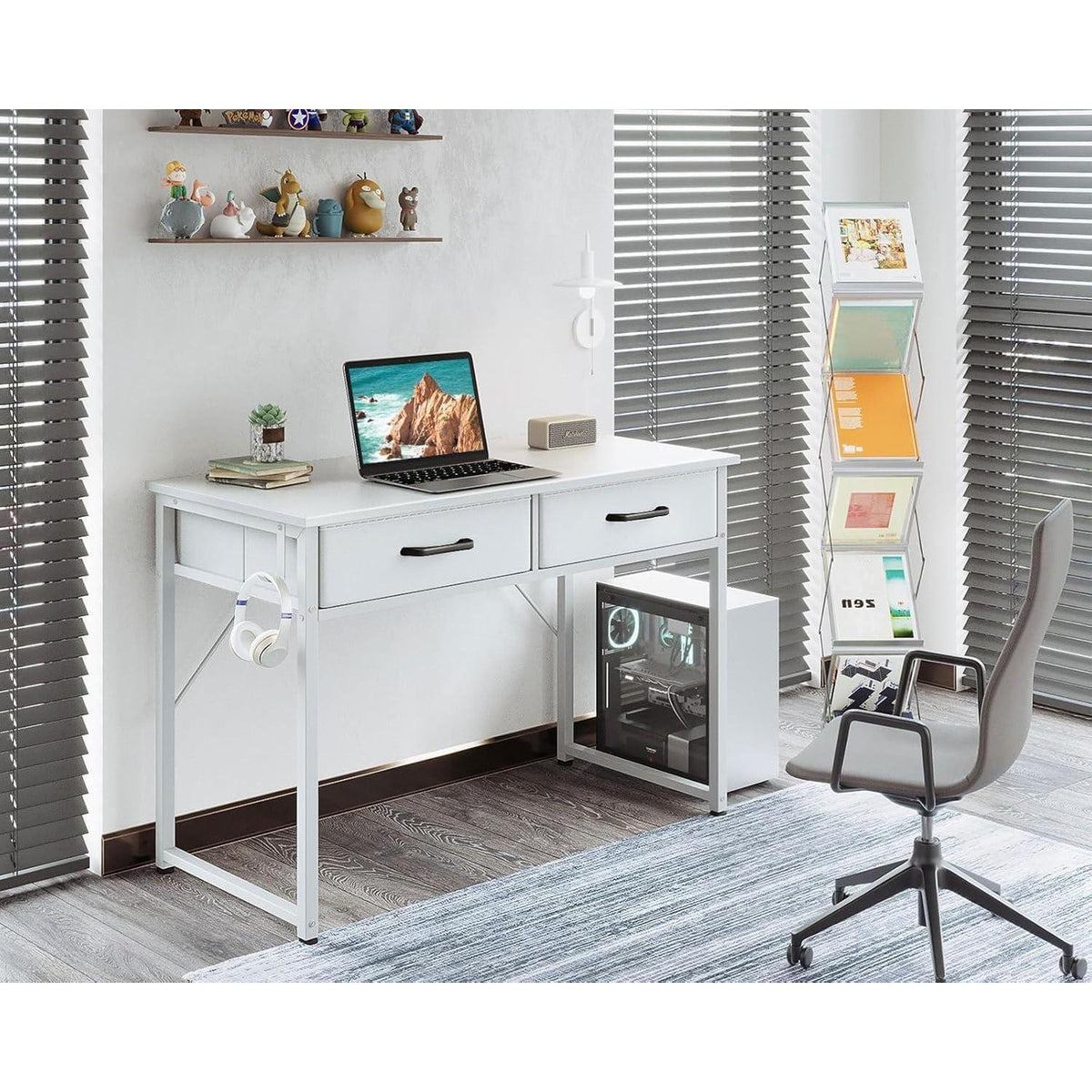 Schreibtisch mit 2 Schubladen – Weiß, 100x40x78.7cm