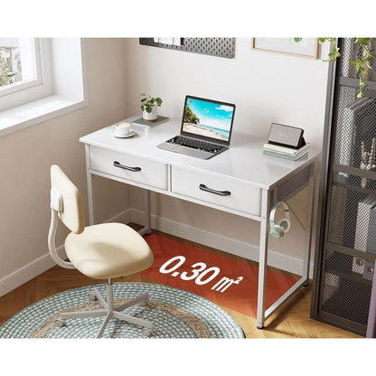 Schreibtisch mit 2 Schubladen – Weiß, 100x40x78.7cm