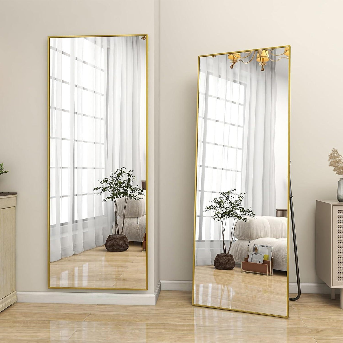 Ganzkörperspiegel Standspiegel Gold | 163x53cm, Minimalistisch