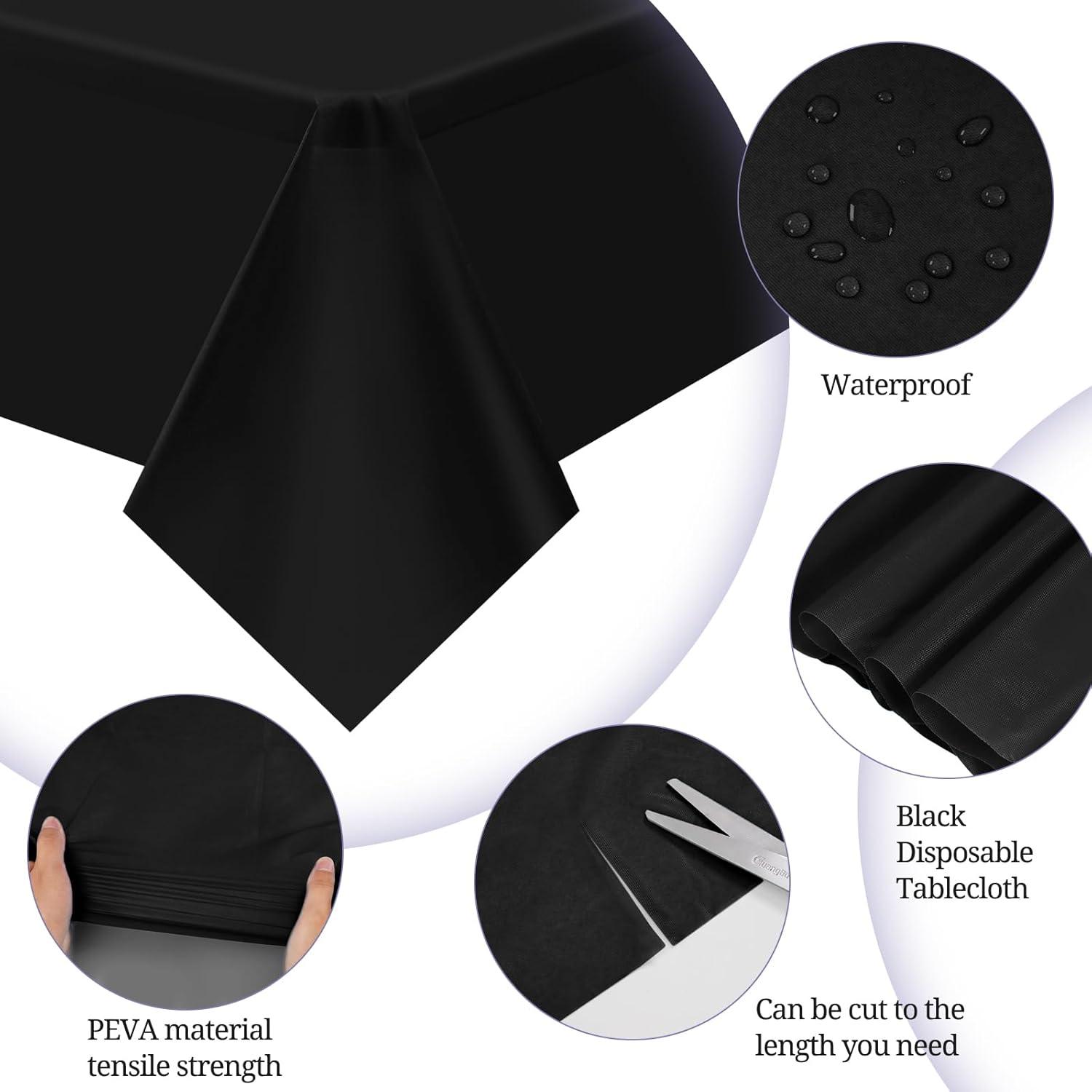 Schwarze Einweg-Tischdecken Set 20 Stück 137x274cm Premium PEVA