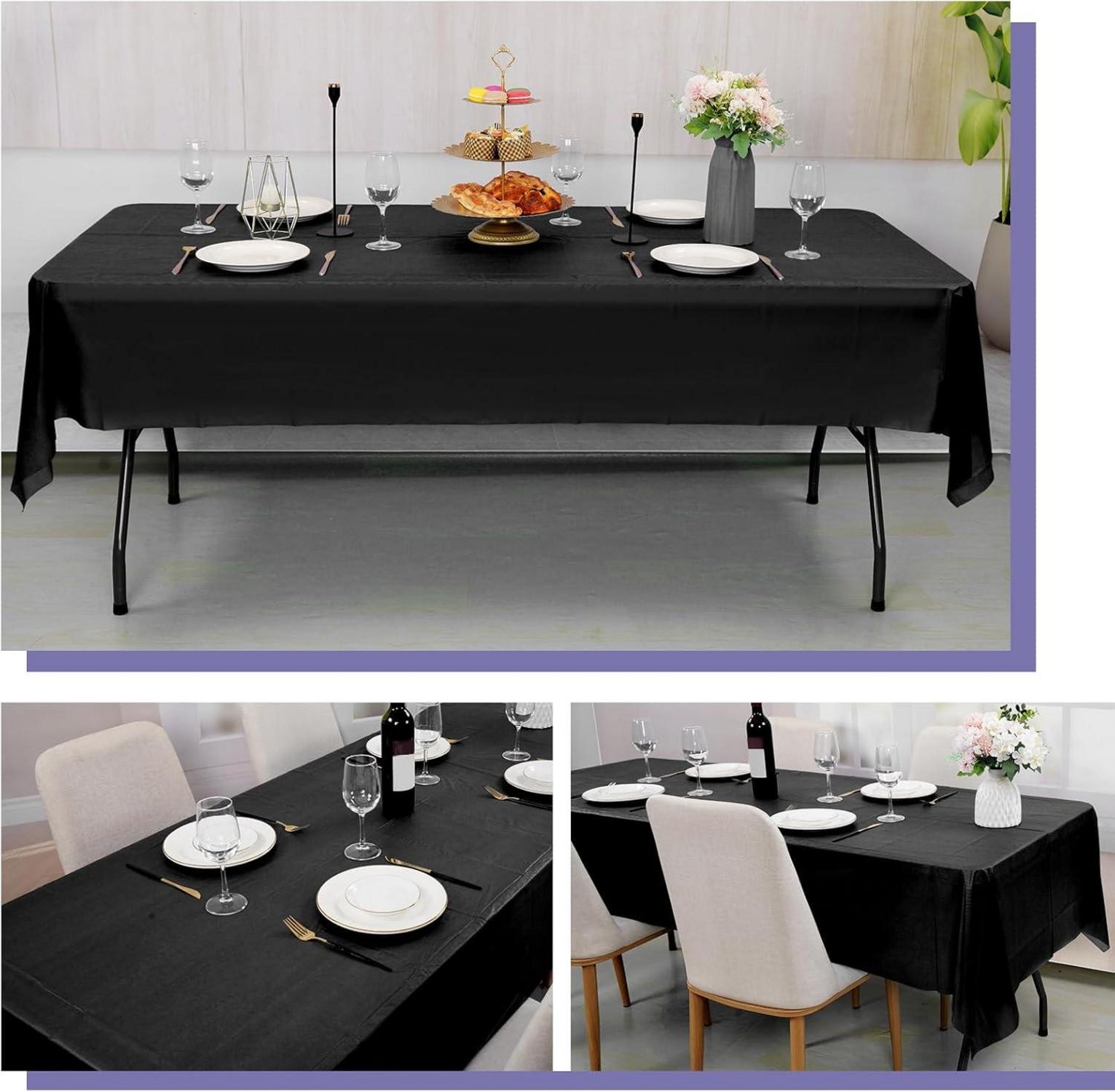 20er Packung Schwarze Einweg-Tischdecken 137x274cm Premium wasserdichte PEVA