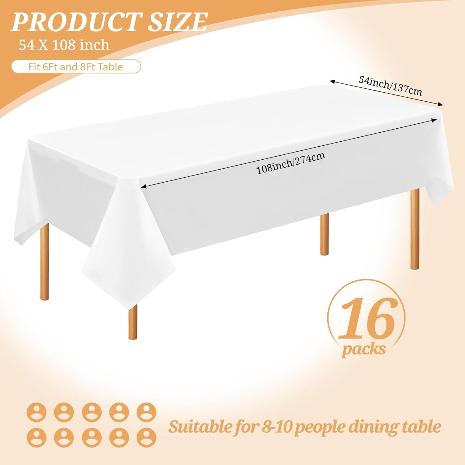 16er Packung Weiße Einweg-Tischdecken 137 cm x 274 cm