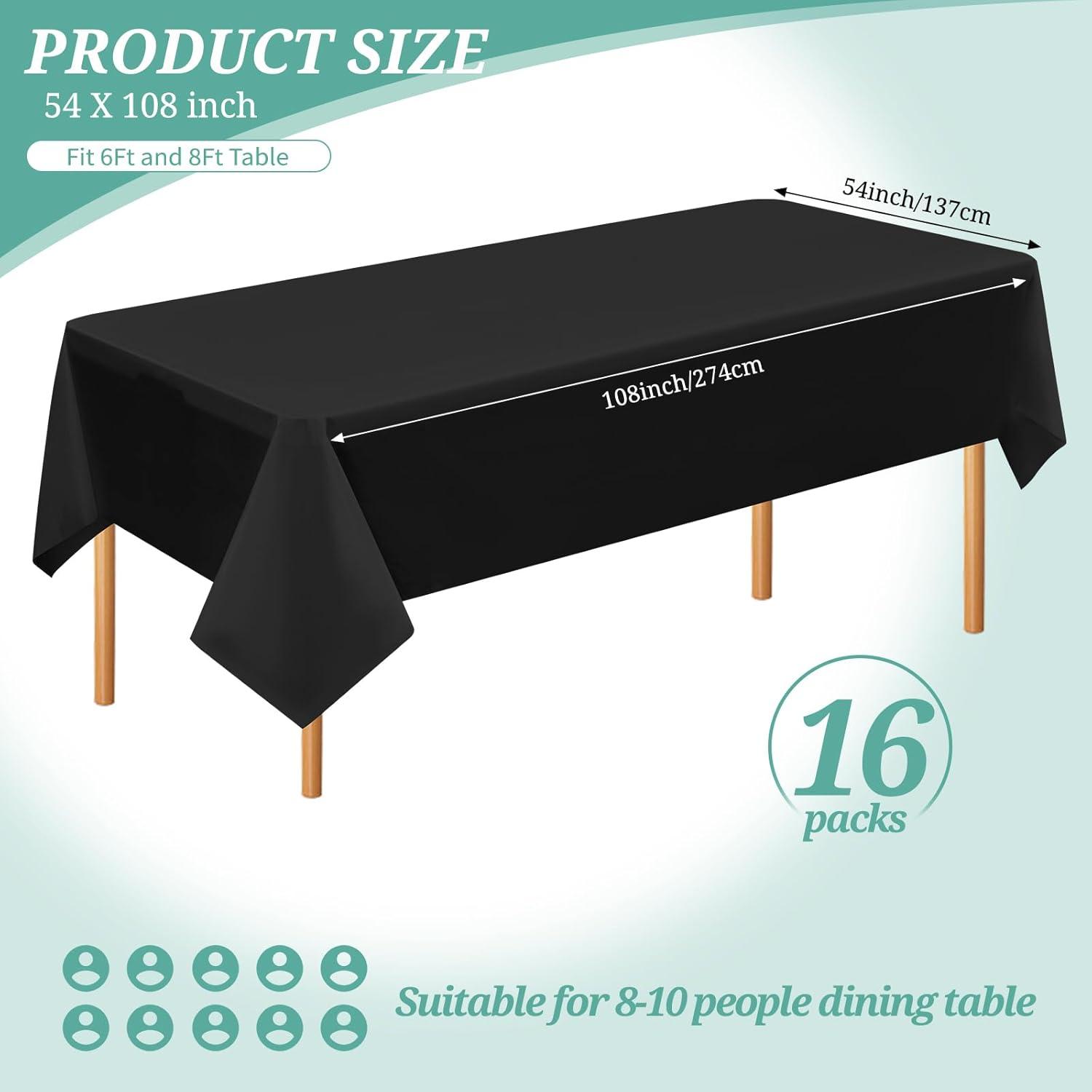 16er Packung Schwarze Einweg-Tischdecken 137x274cm Premium
