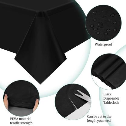 16er Packung Einweg-Tischdecken Schwarz rechteckige Kunststoff 137 cm