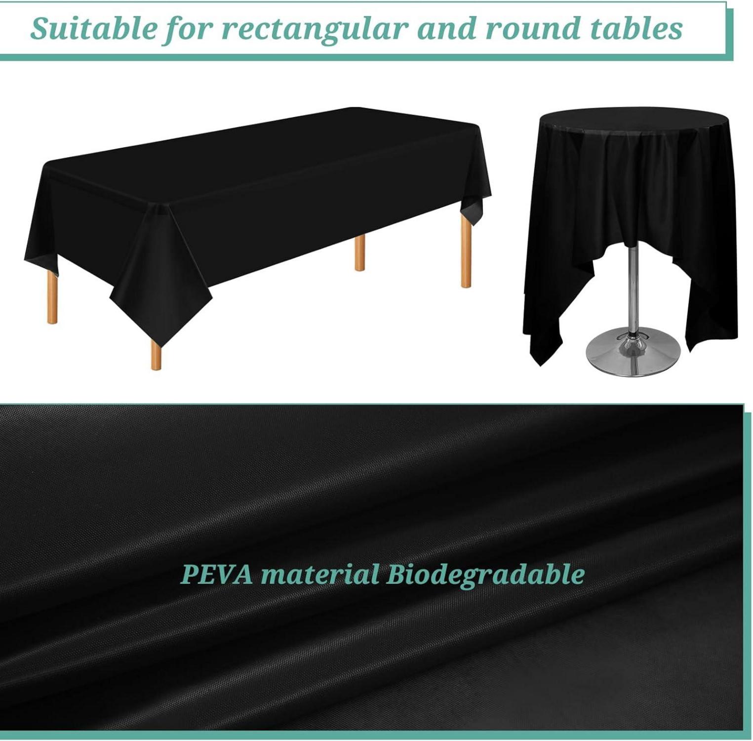 16er Packung Einweg-Tischdecken Schwarz 137x274cm Premium Qualität wasserdicht für Geburtstag Party Hochzeit Grillsaison
