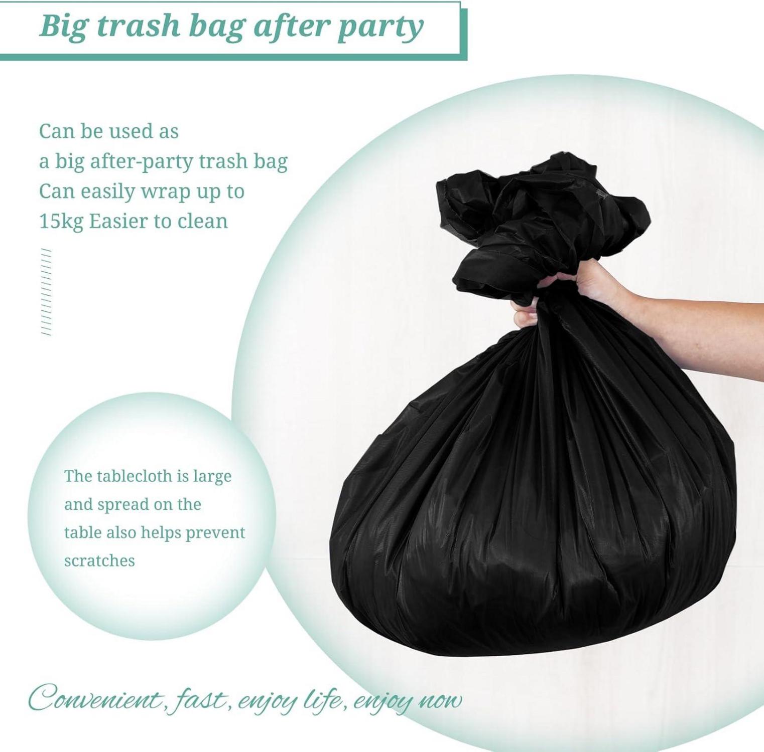 16er Packung Einweg-Tischdecken Schwarz PEVA 137x274cm wasserdicht für Party