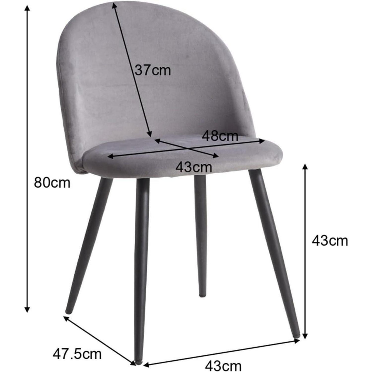 Samt Esszimmerstuhl Set (2/4/6) Grau – Modern & Komfortabel