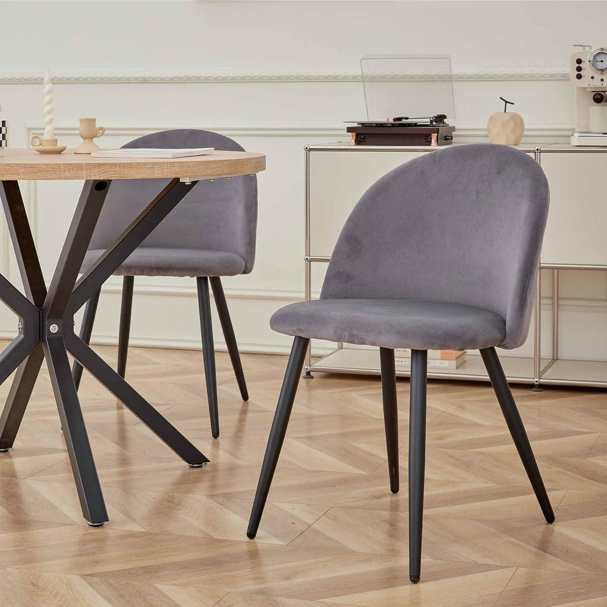Samt Esszimmerstuhl Set (2/4/6) Grau – Modern & Komfortabel