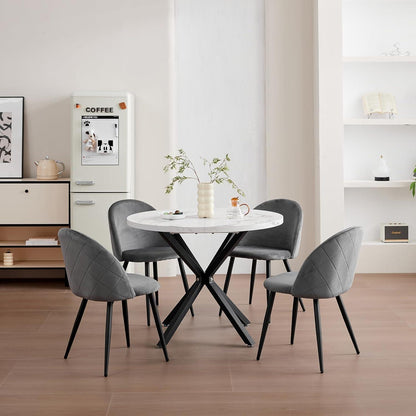 Samt Esszimmerstuhl Set (2/4/6) Grau – Modern & Komfortabel