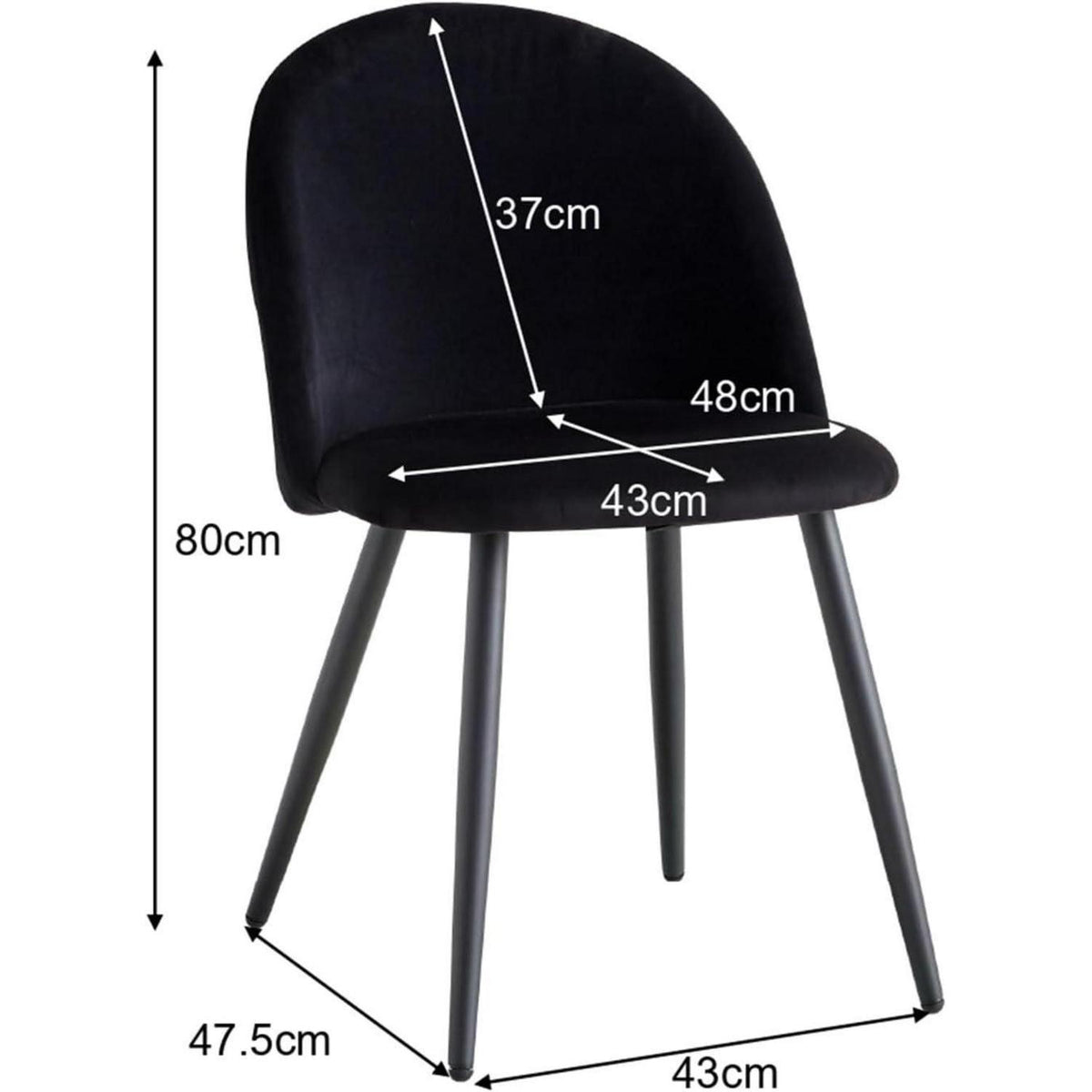 Samt Esszimmerstuhl Set (6er-Set) Schwarz