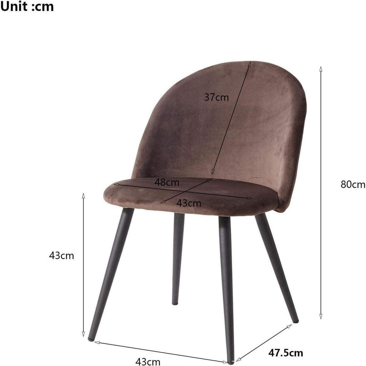 Samt Esszimmerstuhl Set (2/4/6) – Braun