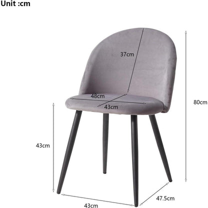 Samt Esszimmerstuhl Set (2/4/6) – Grau