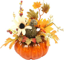 Künstliche Kürbis-Dekoration mit Sonneblume - Herbstfestdekoration