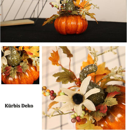 Künstliche Kürbis-Dekoration mit Sonneblume - Herbstfestdekoration