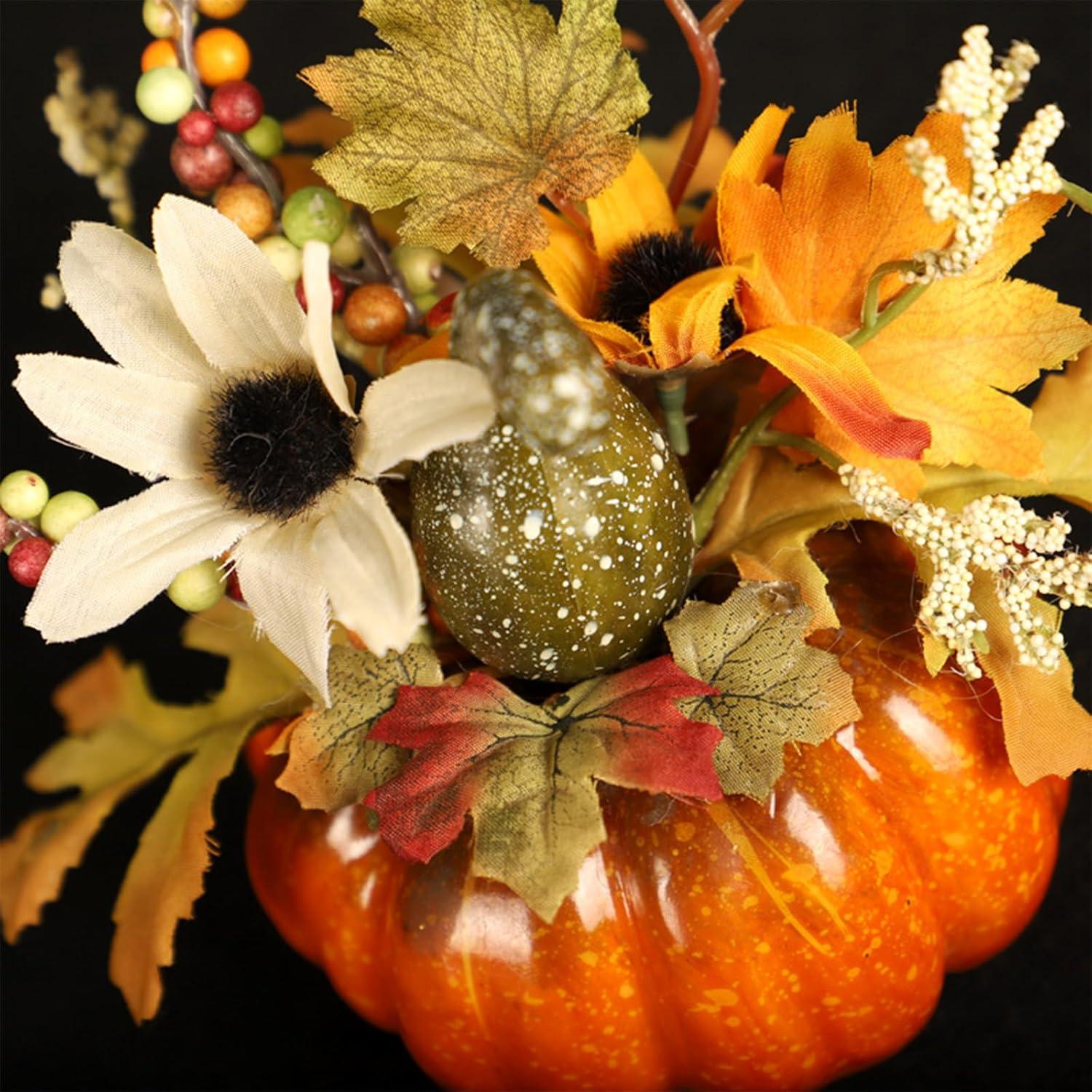 Künstliche Kürbis Dekoration Halloween Thanksgiving 20cm rot-grün