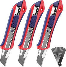 Cuttermesser Set 18mm mit 10 Ersatzklingen SK5 Profi Gummigriff