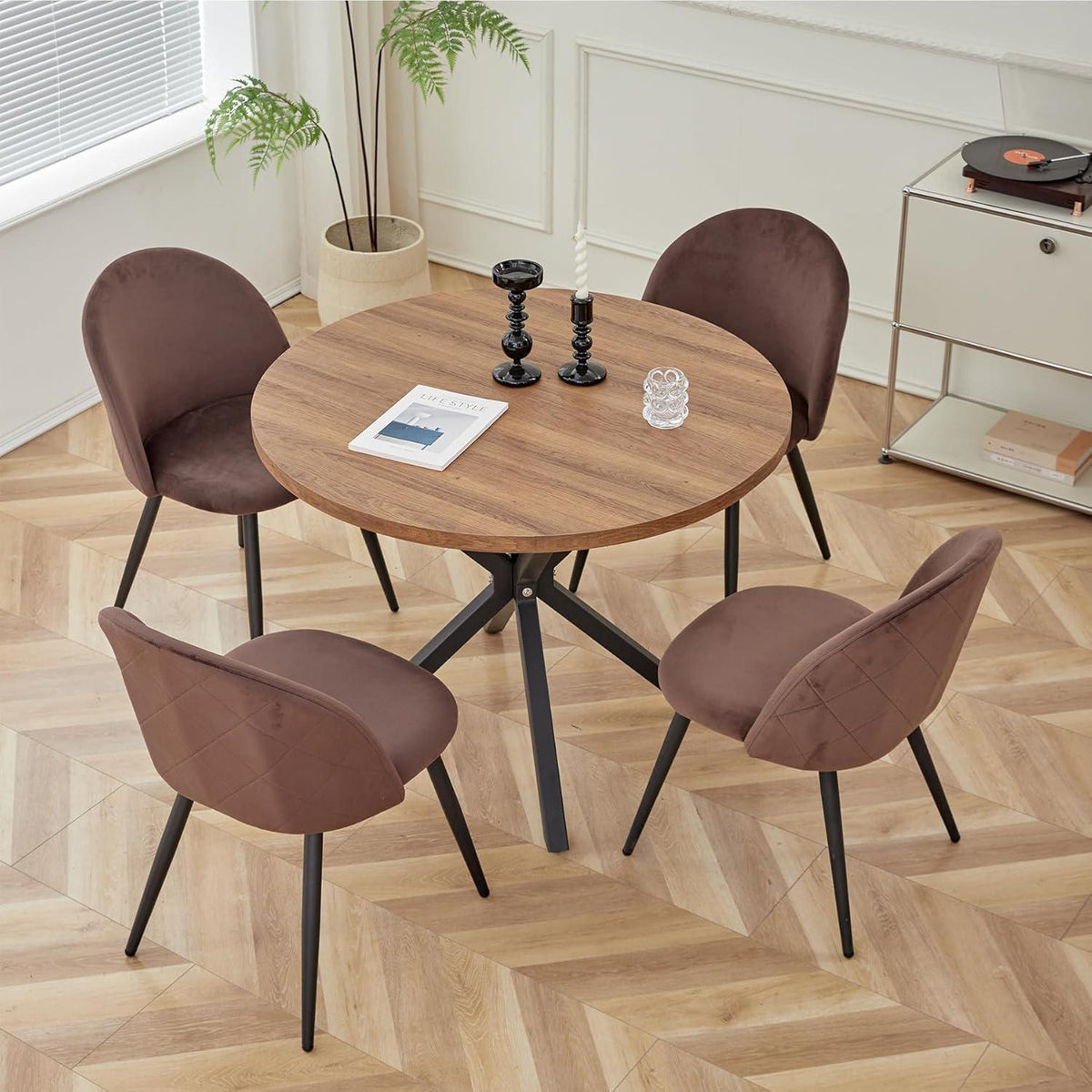 Samt Esszimmerstuhl Set (2/4/6) Braun – Modern & Komfortabel