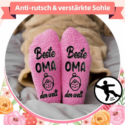 Kuschelsocken Damen mit Spruch "Beste Mama/Oma" | Geschenkverpackung