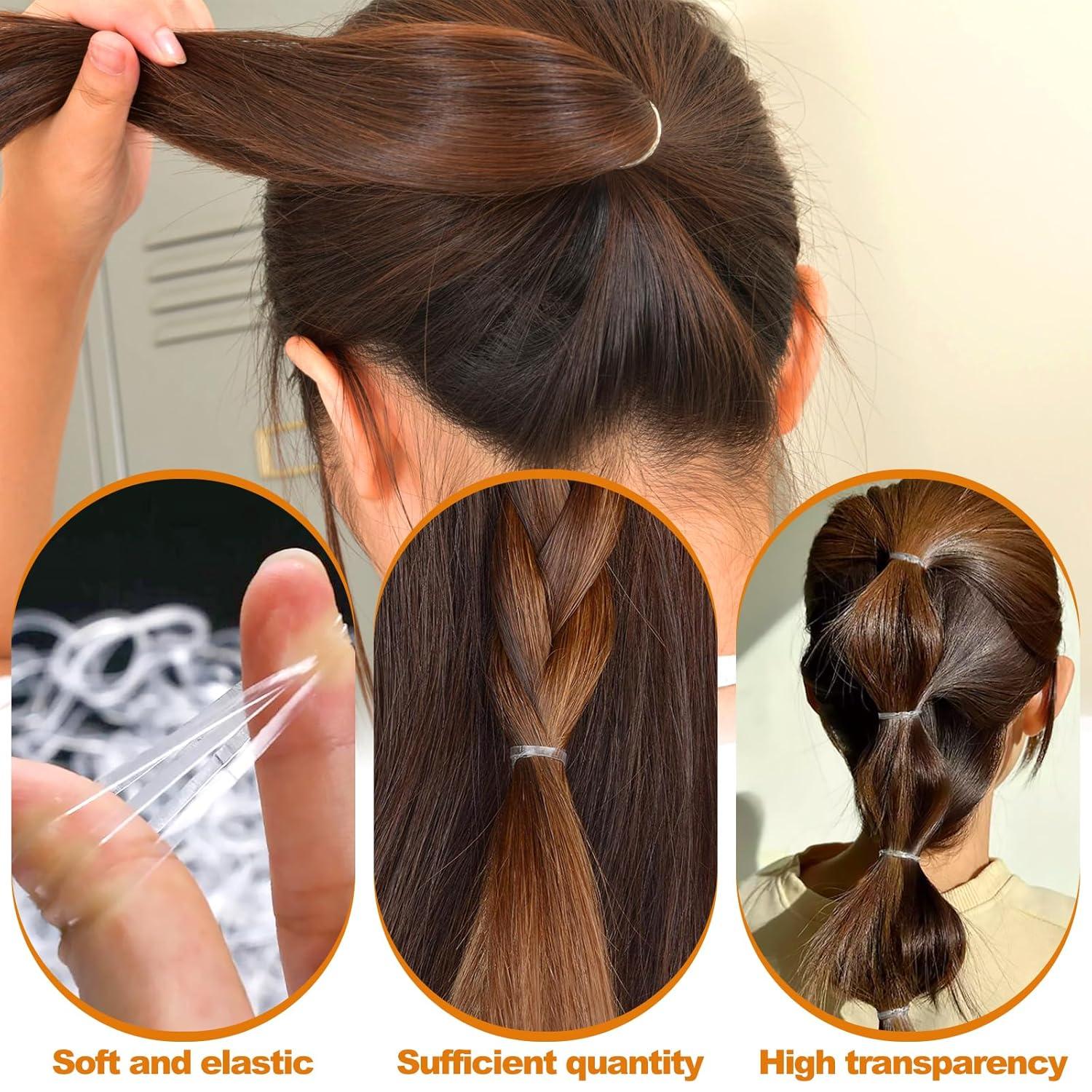 300 transparente Mini-Haargummis elastisch für Frauen Mädchen-Flechten & Hochzeitsfrisuren
