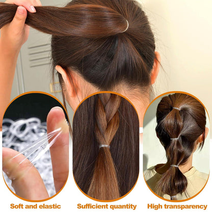 300 transparente Mini-Haargummis elastisch für Frauen Mädchen-Flechten & Hochzeitsfrisuren