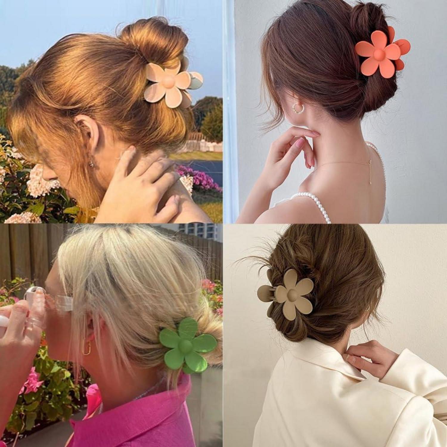 6er Set Acryl Blumen Haarklammern rutschfest – modisches