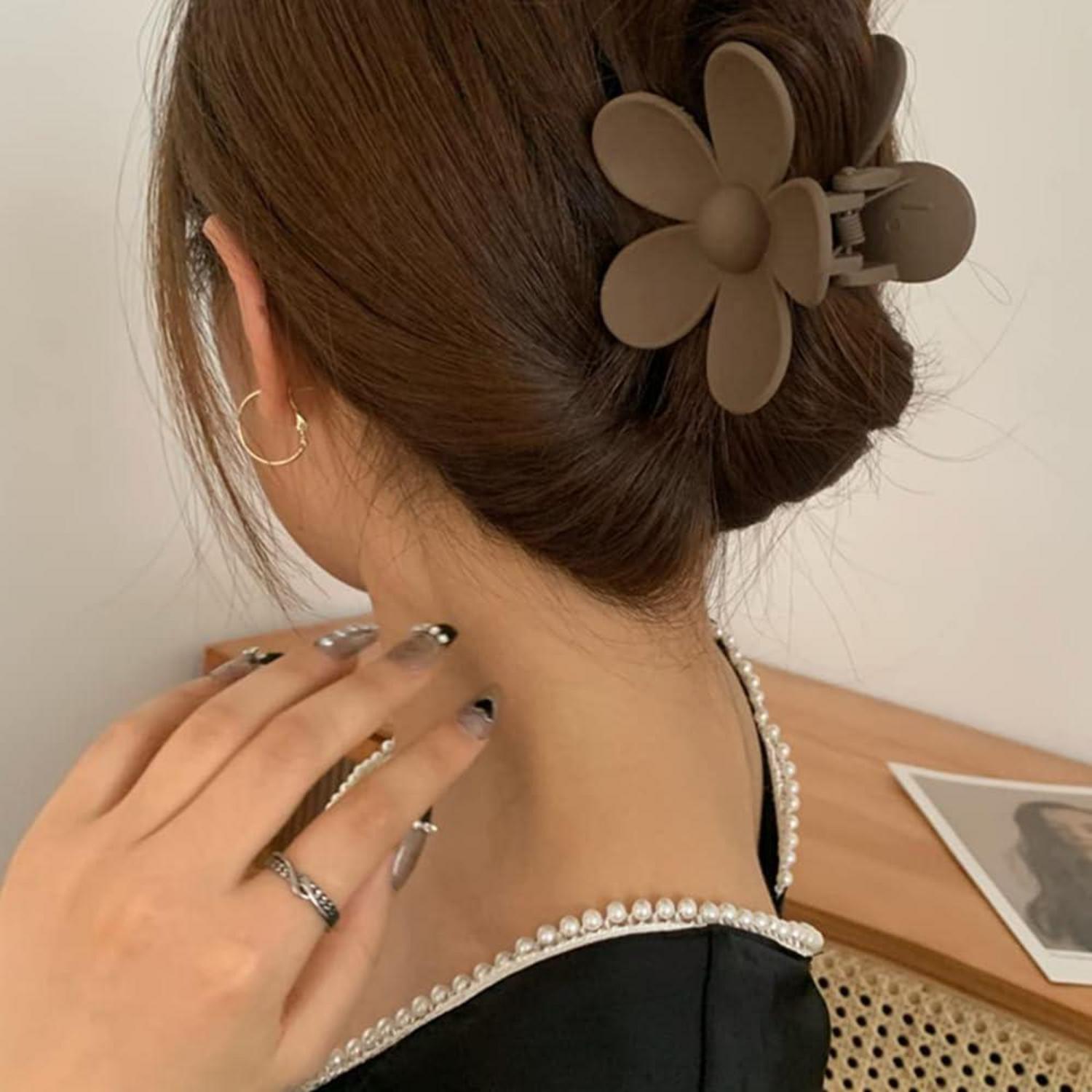 6er Set Blumen Haarspangen Acryl Große Klauen rutschfest matte