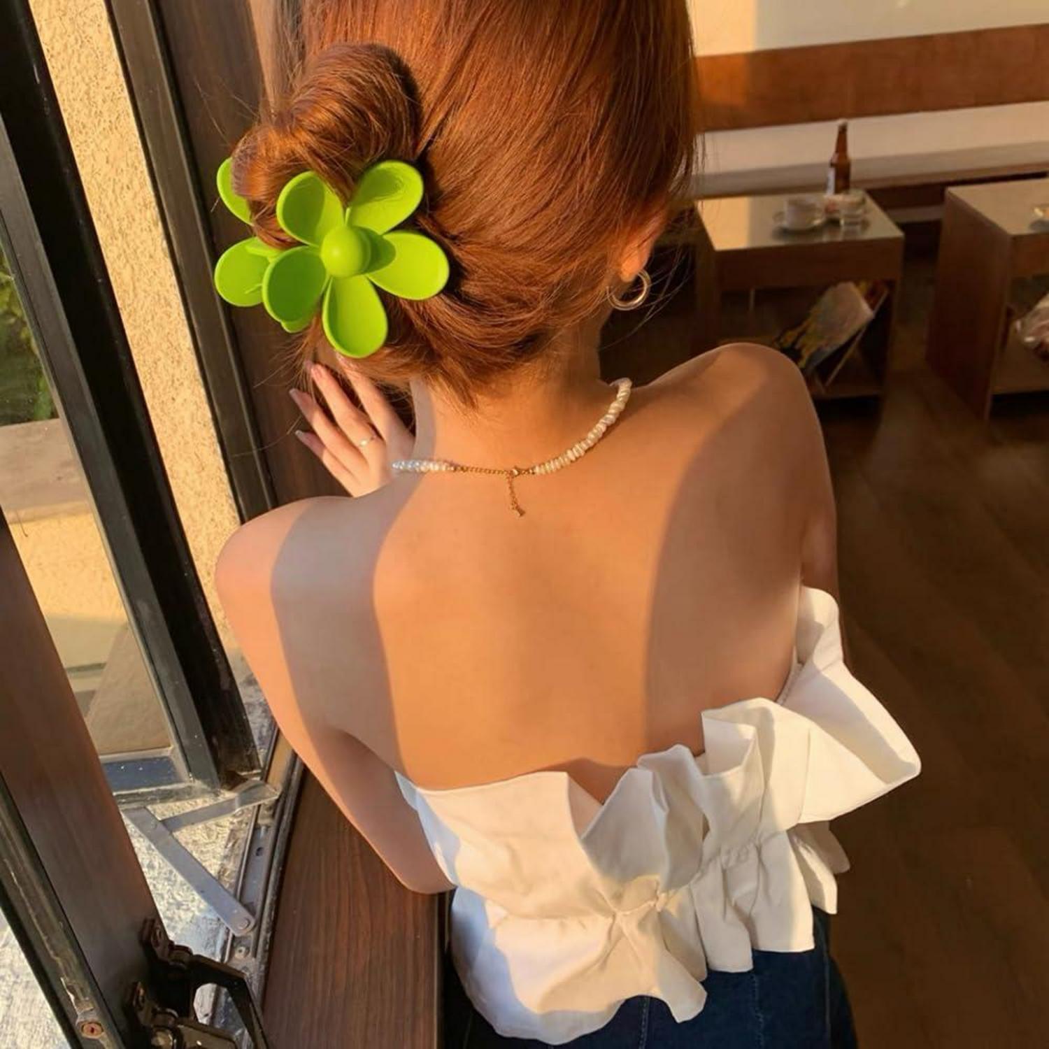 6er Set Blumen Haarklammern Acryl Große Klauen rutschfest Haarspangen