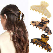 Groß Zelluloid Haarspange 3er Set Leopardenmuster French Design
