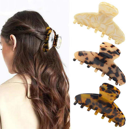Groß Zelluloid Haarspange 3er Set Leopardenmuster French Design
