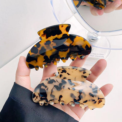 ZSPERKLA 3 Stück Große Haarspangen 8.5cm Zelluloid Leoparden-Haarklammern