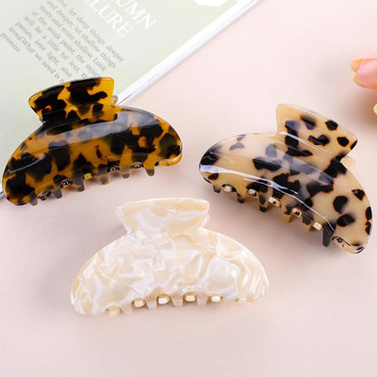 3 Stück Zelluloid Haarspangen 8.5cm Leoparden-Haarklammern