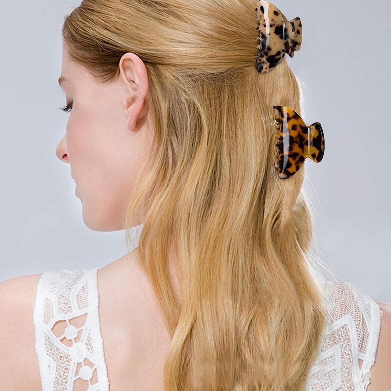 Groß Haarspangen 3 Stück Zelluloid 8.5cm Haargreifer Leoparden-Haarklammern