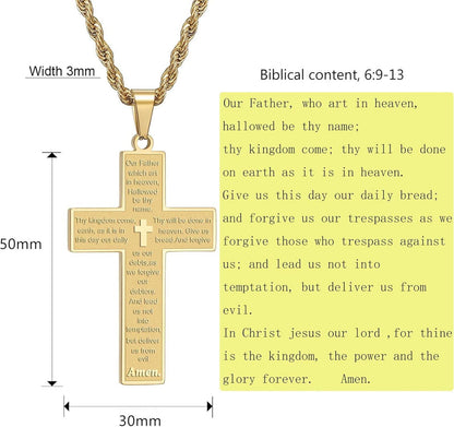 RWQIAN Kreuzkette Herren Bibel Verse Anhänger Silber Gold