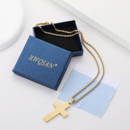 Herren Kreuzkette Bibel Vers Silber Gold Schwarz 50-70cm 60.0cm