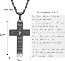 Herren Edelstahl Kreuzkette Bibel Verse Anhänger 50-70cm