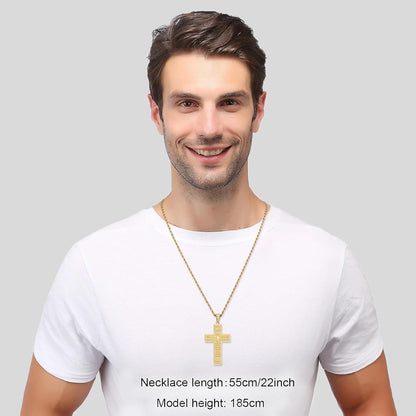 RWQIAN Herren Kreuzkette Bibel Verse Anhänger Halskette 50-70cm Silber Gold Schwarz