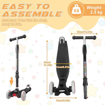 Kinder Roller Dreiradscooter PU LED Räder Höhenverstellbar Leuchtende