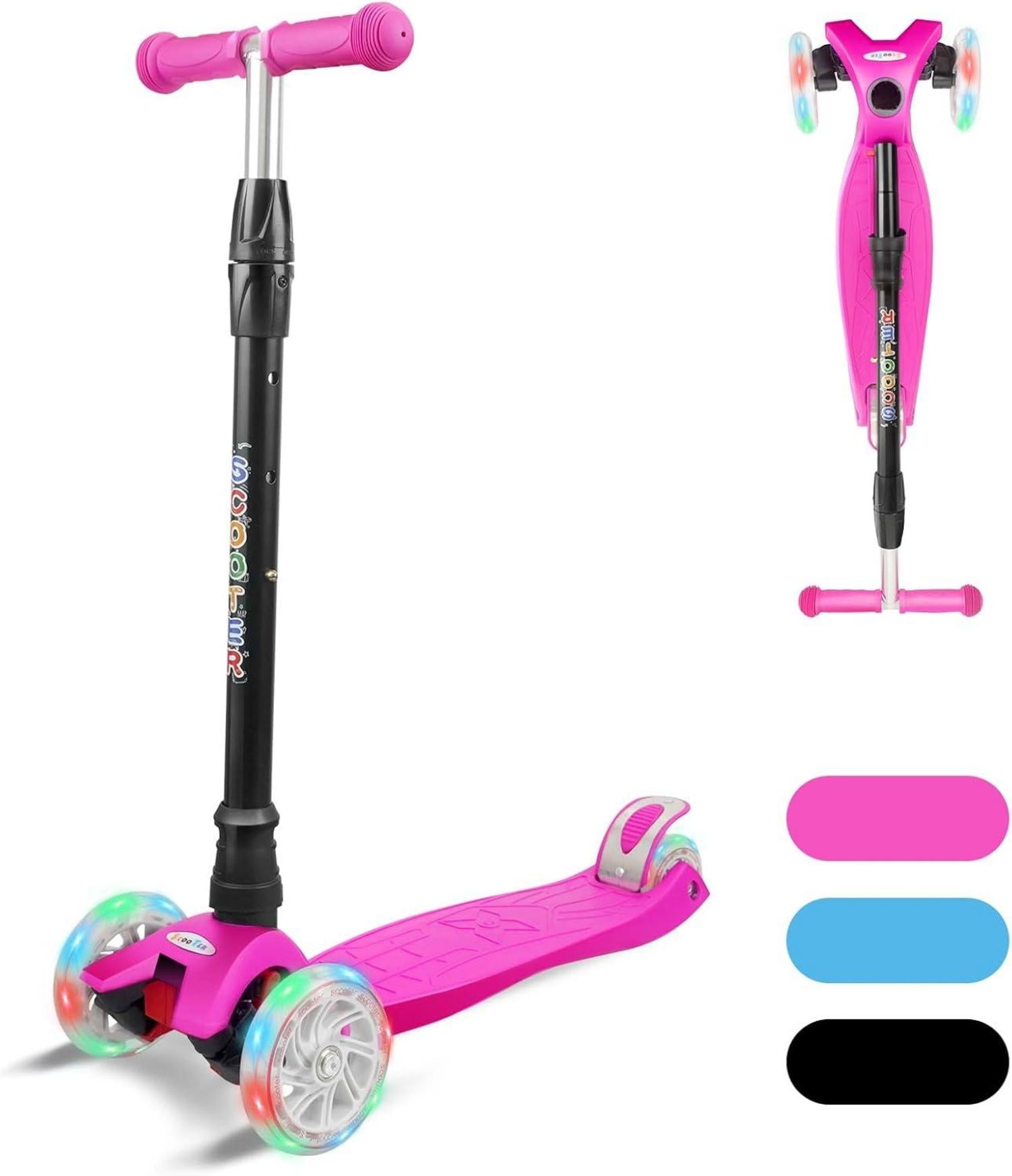 Kinderroller Dreiradscooter LED Räder faltbar höhenverstellbar