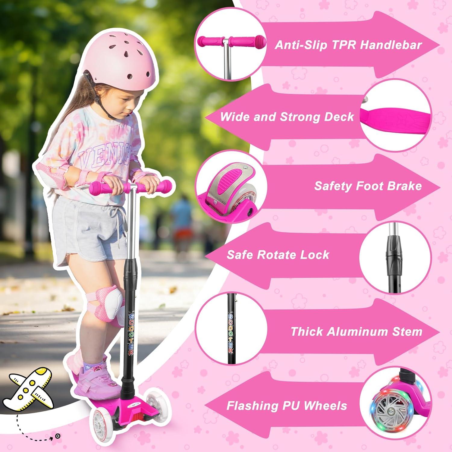 Kinder Roller 3-Rad Dreirad Scooter LED Räder Faltbar Höhenverstellbar 3-12