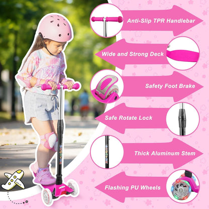 Kinder Roller 3-Rad Dreirad Scooter LED Räder Faltbar Höhenverstellbar 3-12