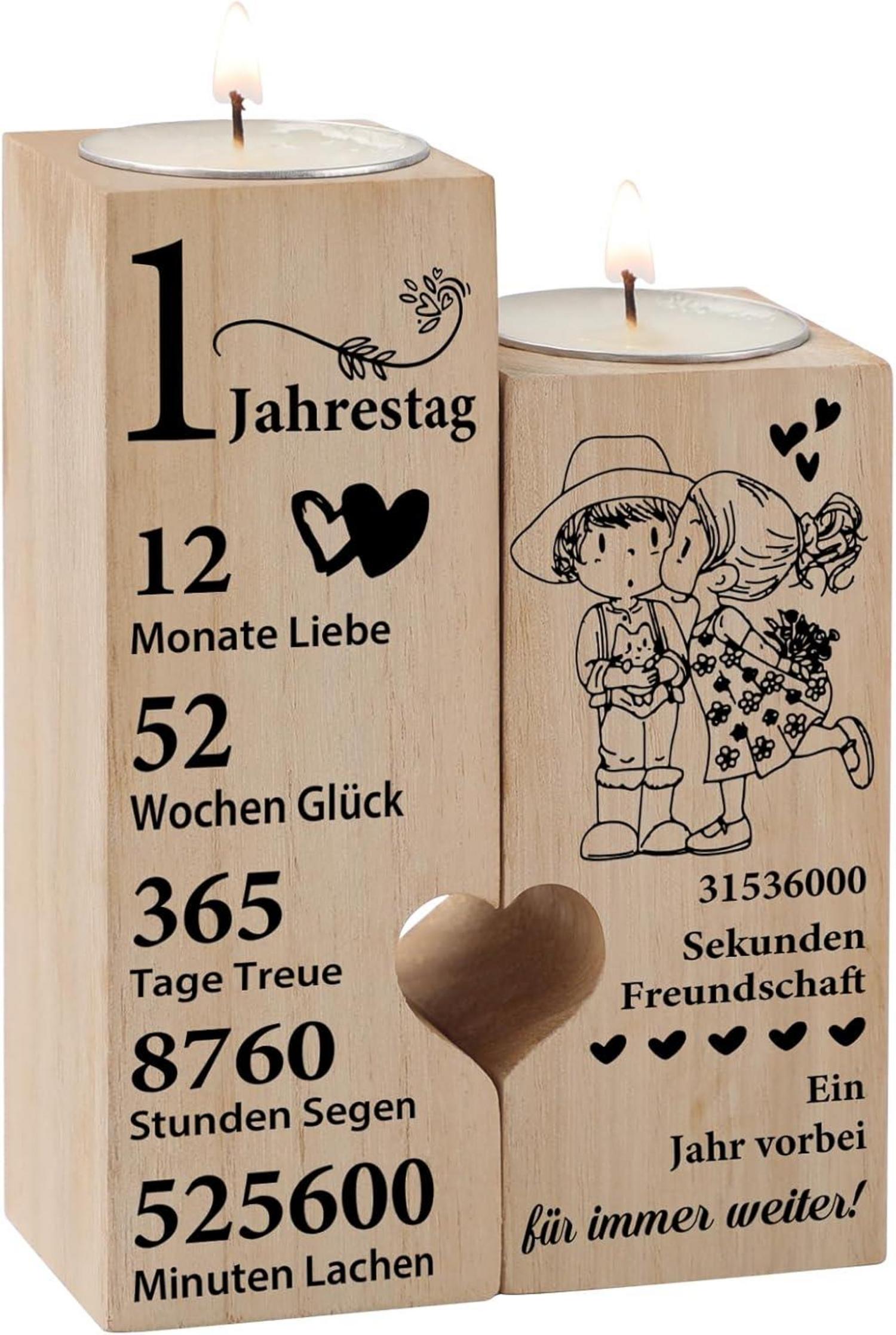 Blumuze 1. Jahrestag Kerzenständer - Holz-Herz