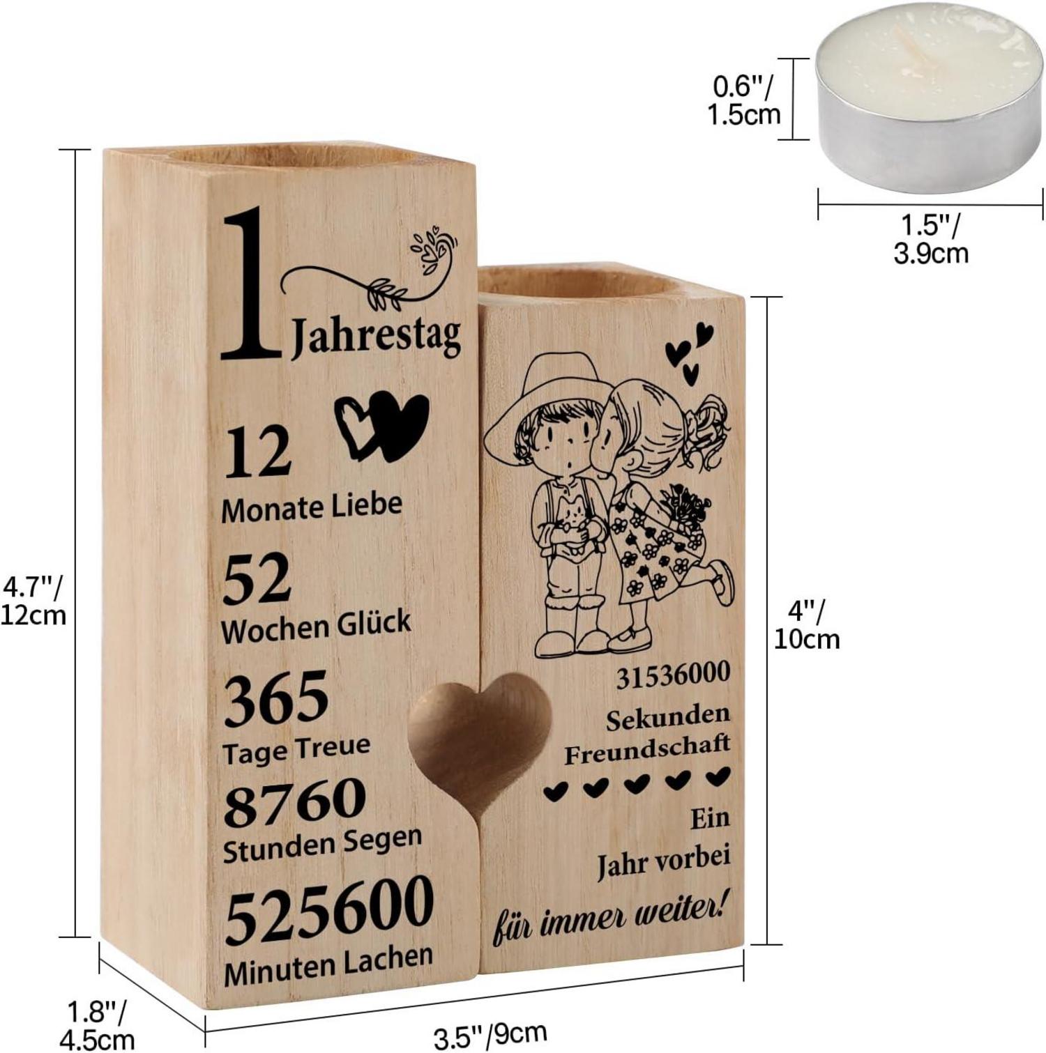 Herz-Kerzenhalter 1. Jahrestagsgeschenk Valentinstag Paare
