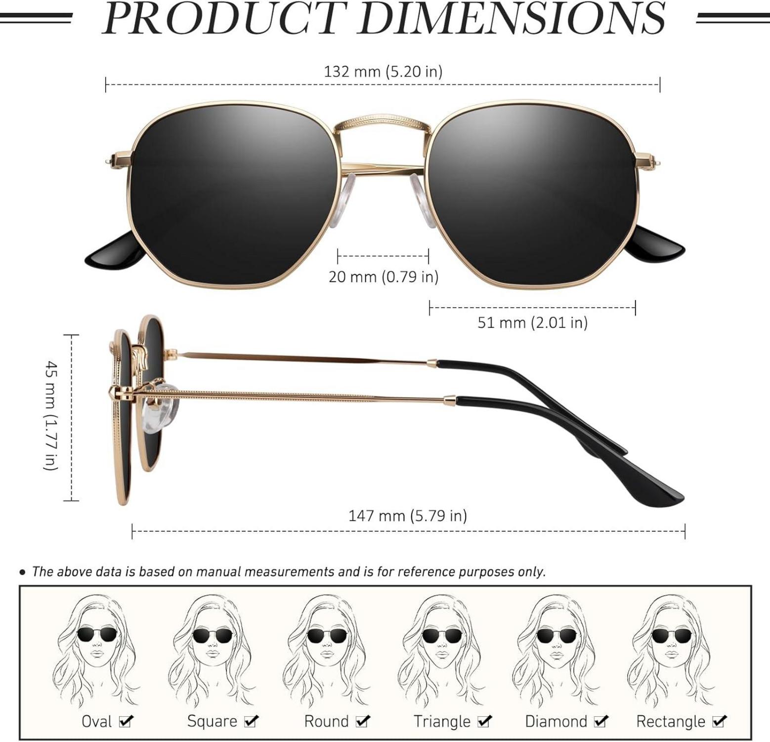 Sunier Polarisierte Sonnenbrille Damen Herren 2er Pack UV400 Metallrahmen