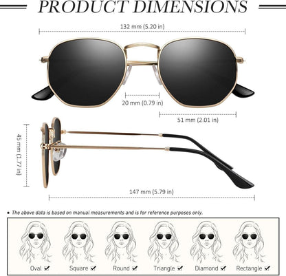 Sunier Polarisierte Sonnenbrille Damen Herren 2er Pack UV400 Metallrahmen