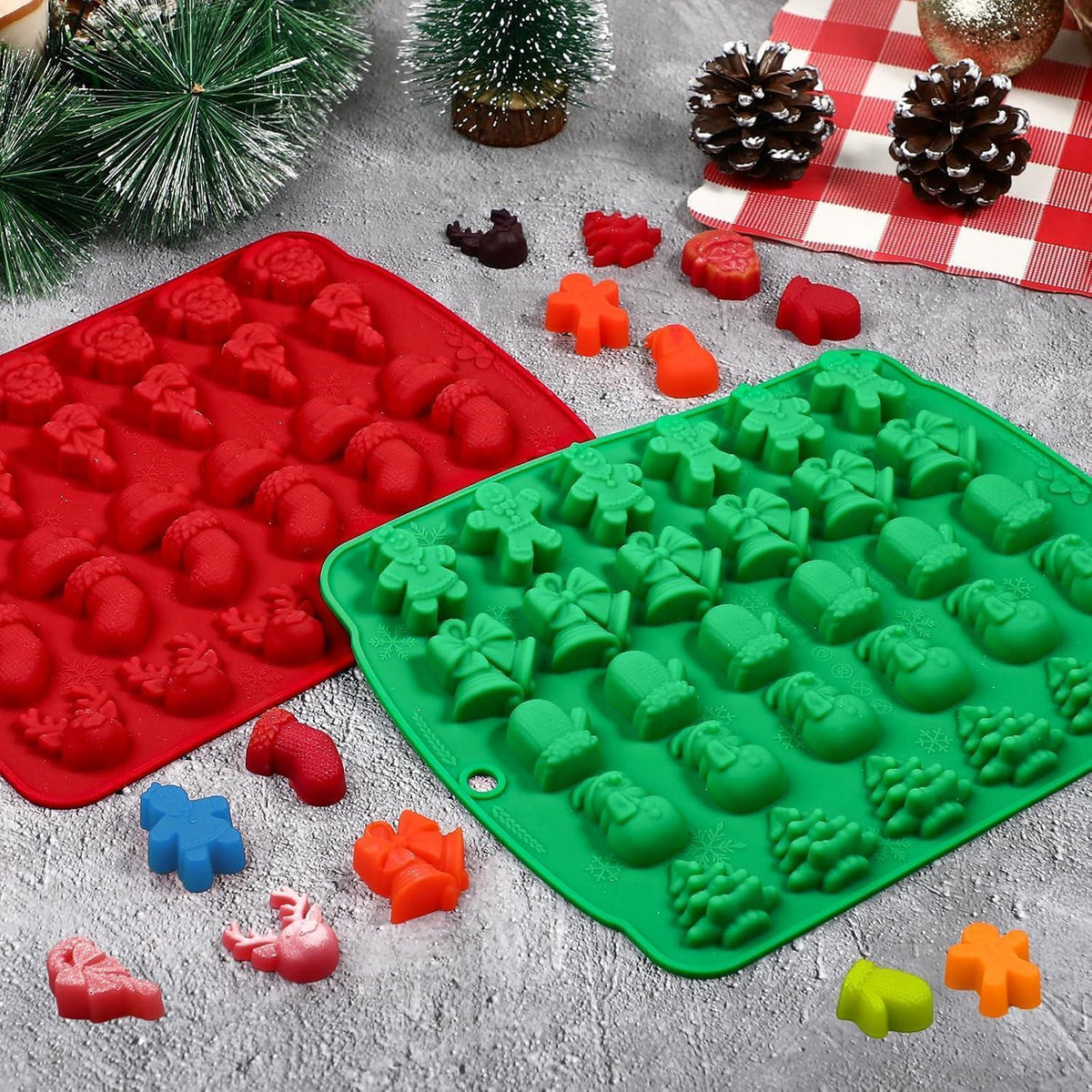 Kamehame Weihnachtssilikonform für Pralinen & Schokolade 2er Set