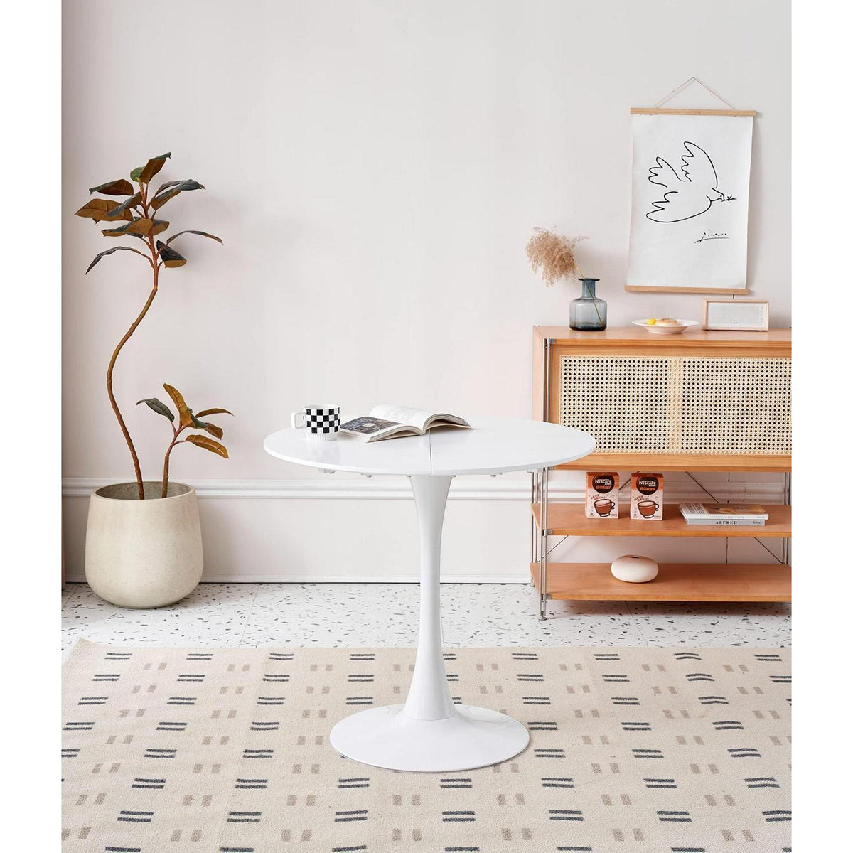Moderner runder Esstisch weiß 80x75cm – Küchentisch