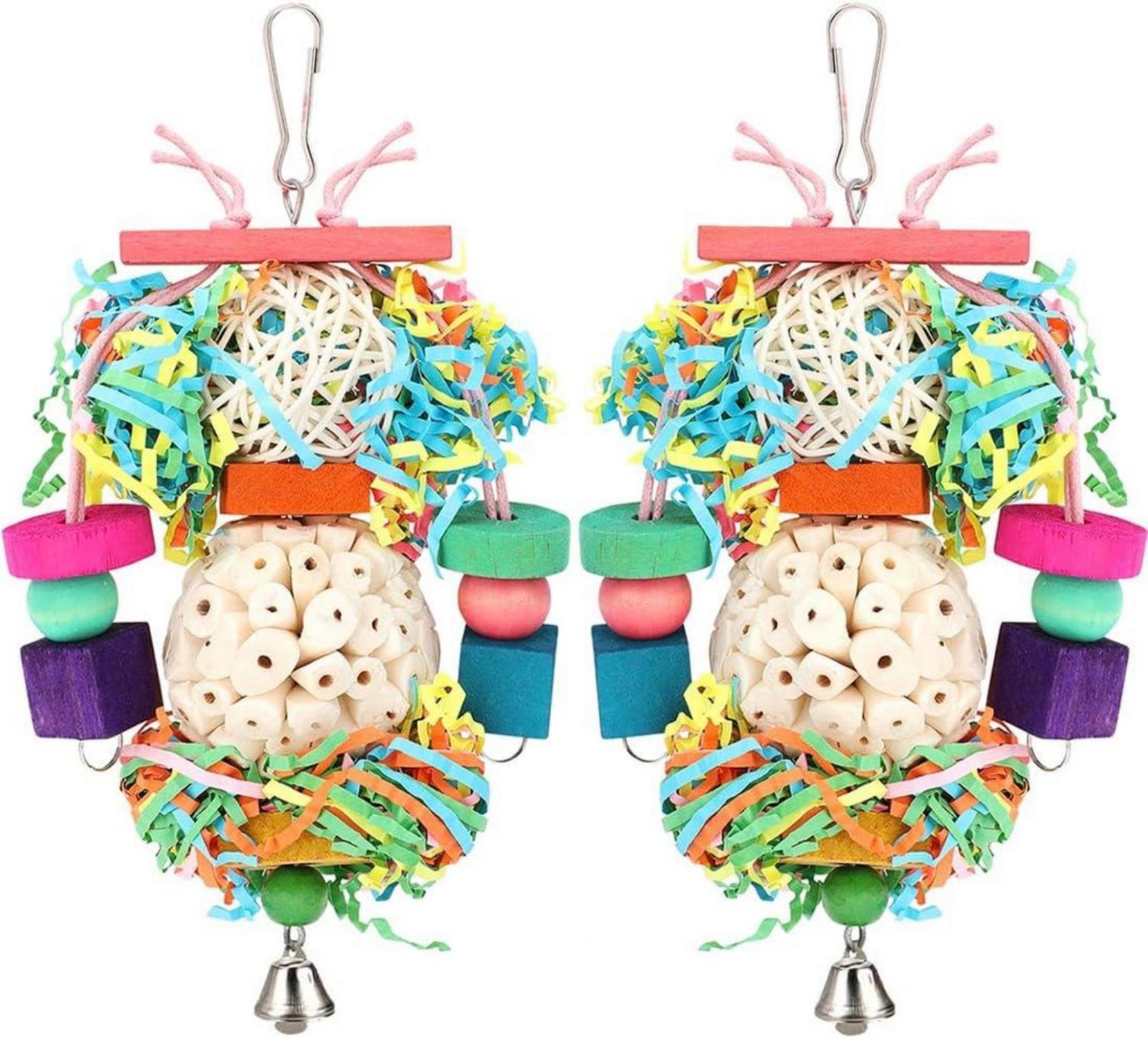 Vogelspielzeug zum Aufhängen mit natürlicher Sola-Kugel und