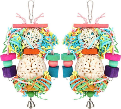 Vogelspielzeug zum Aufhängen mit natürlicher Sola-Kugel und