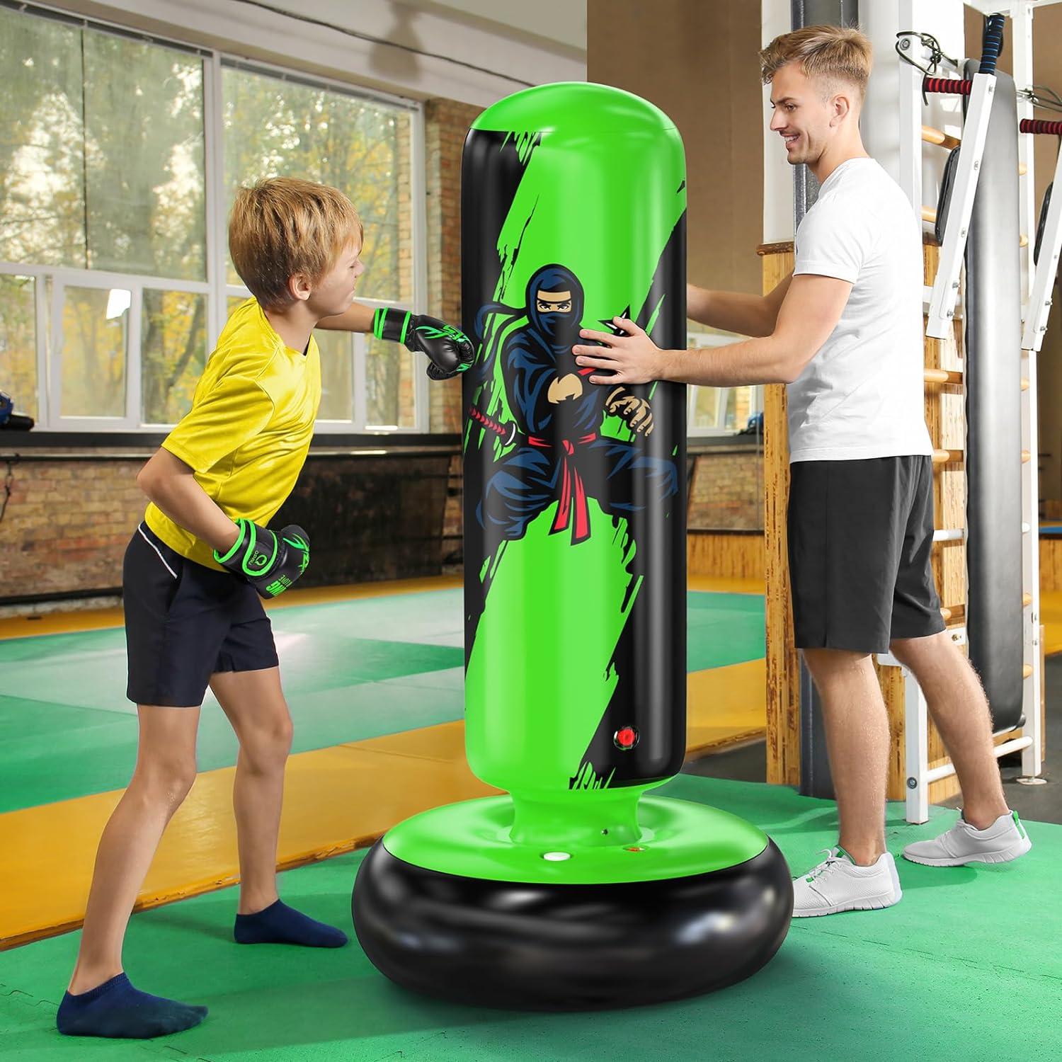Hochwertiger QPAU Kinder Boxsack 168 cm für Kampfsportübungen, Grün