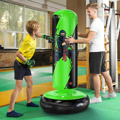Hochwertiger QPAU Kinder Boxsack 168 cm für Kampfsportübungen, Grün